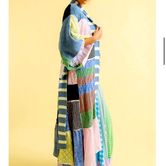 LAST FILLYBOO HOLLY PATCHWORK ROBE HAND KNIT ONE OF KIND LUXE MOHAIR /ACRYLIC OS - Picture 7 of 16